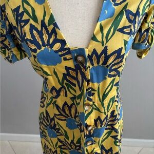 Zara Yellow and Blue Floral Mini Dress